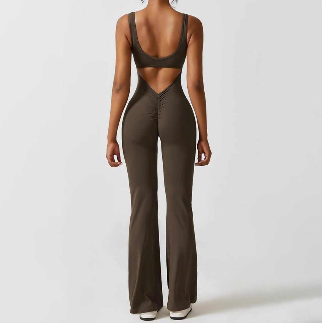 BRONZE V-Back Butt Lift Flared Leg Jumpsuit