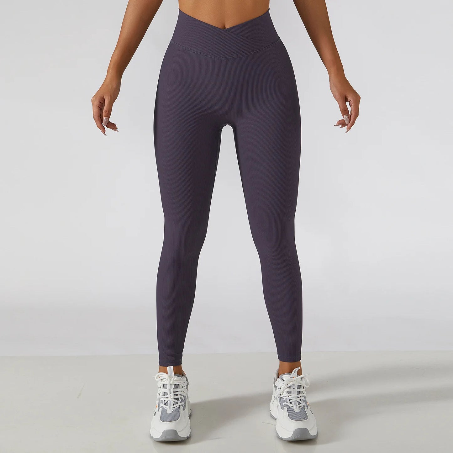 SAPPHIRE Purple Crossover Leggings & Key Hole Crop Top