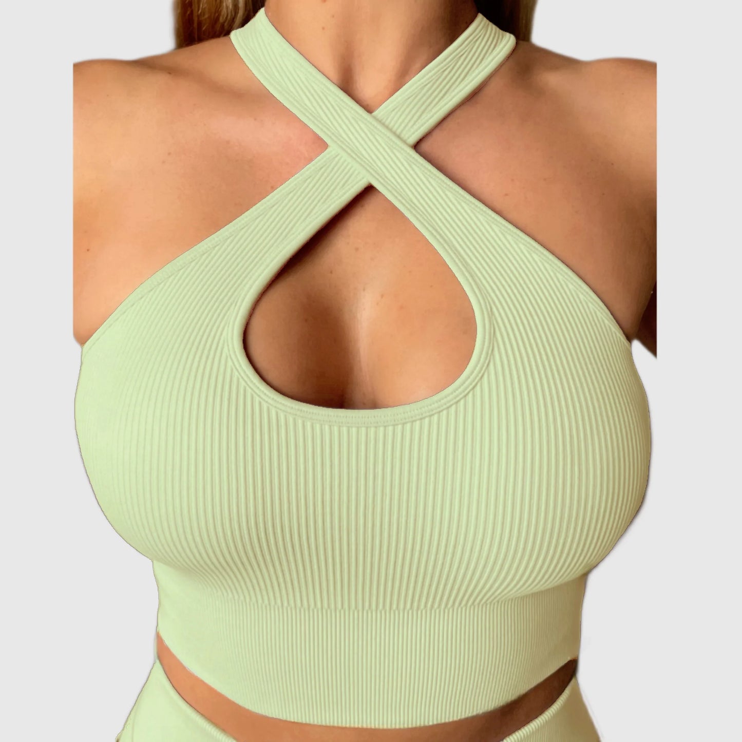 PASTEL Green Contoured Leggings & Crop Top