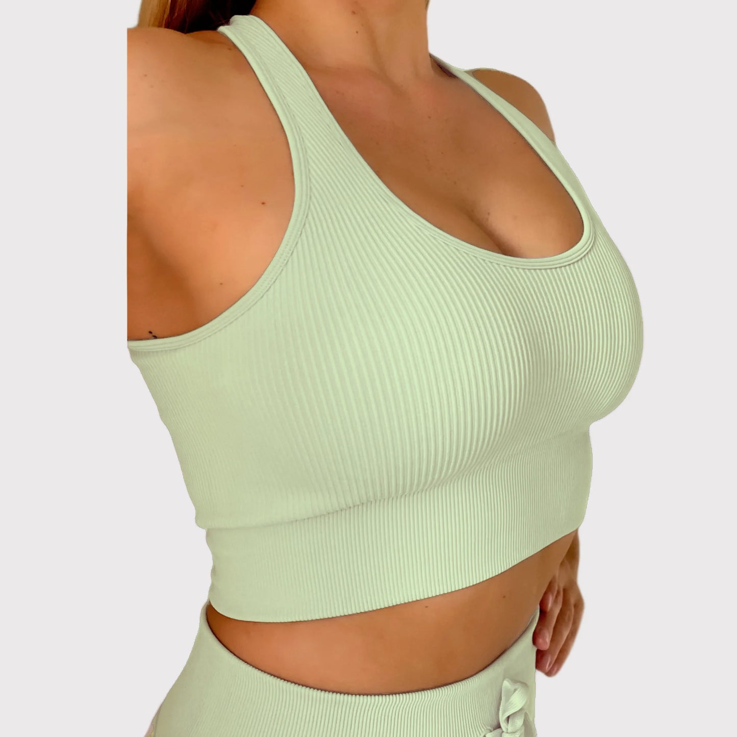 PASTEL Green Contoured Leggings & Crop Top