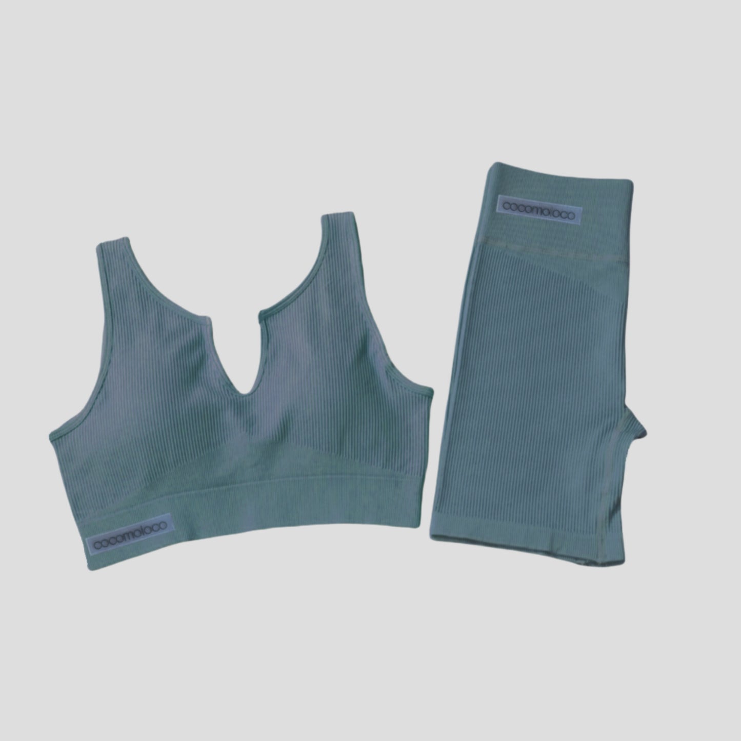 EBONY Blue Ribbed Activewear Set