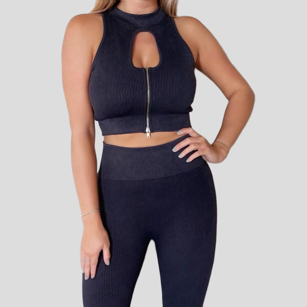 Key Hole Crop Top And Leggings