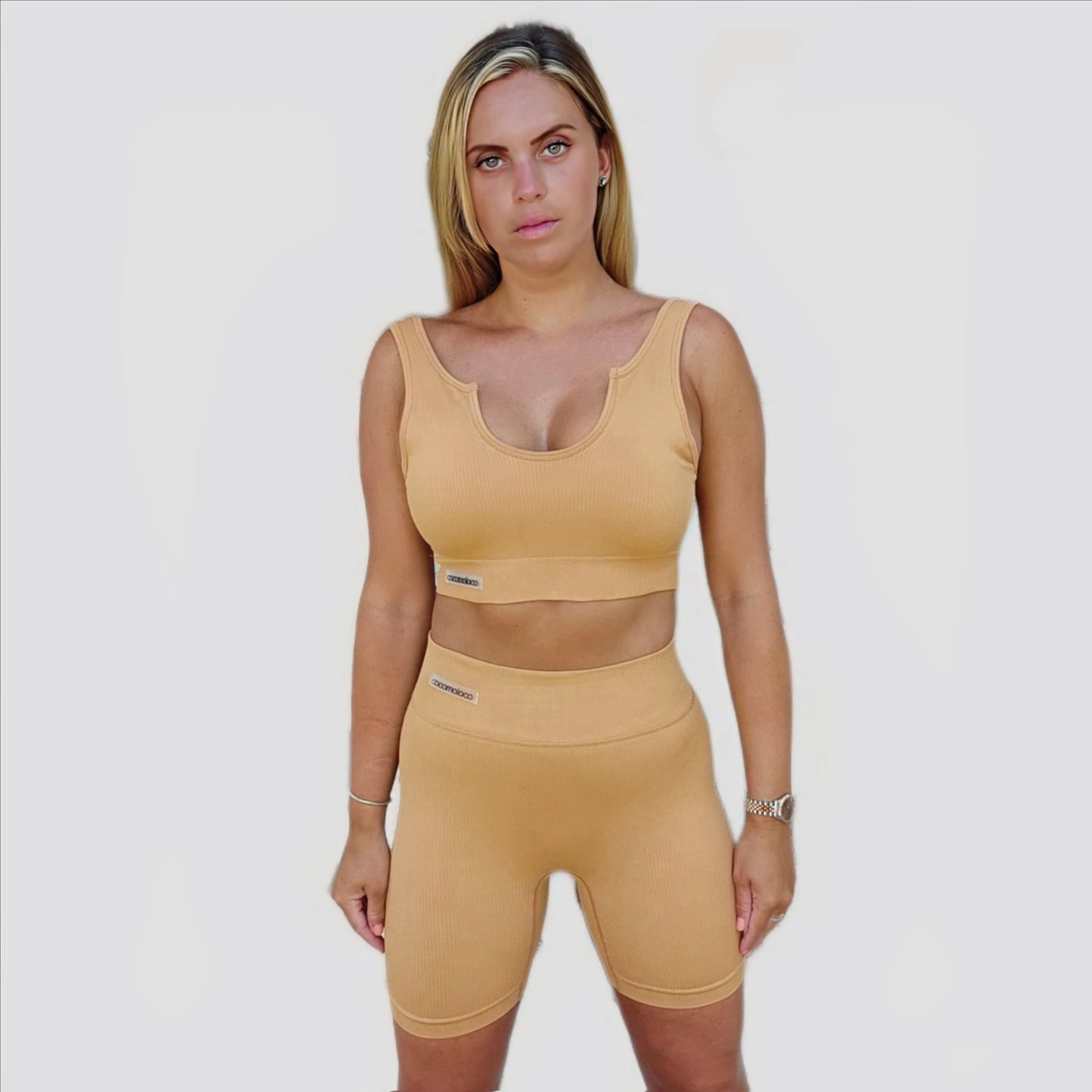 EBONY Orange Ribbed Activewear Set