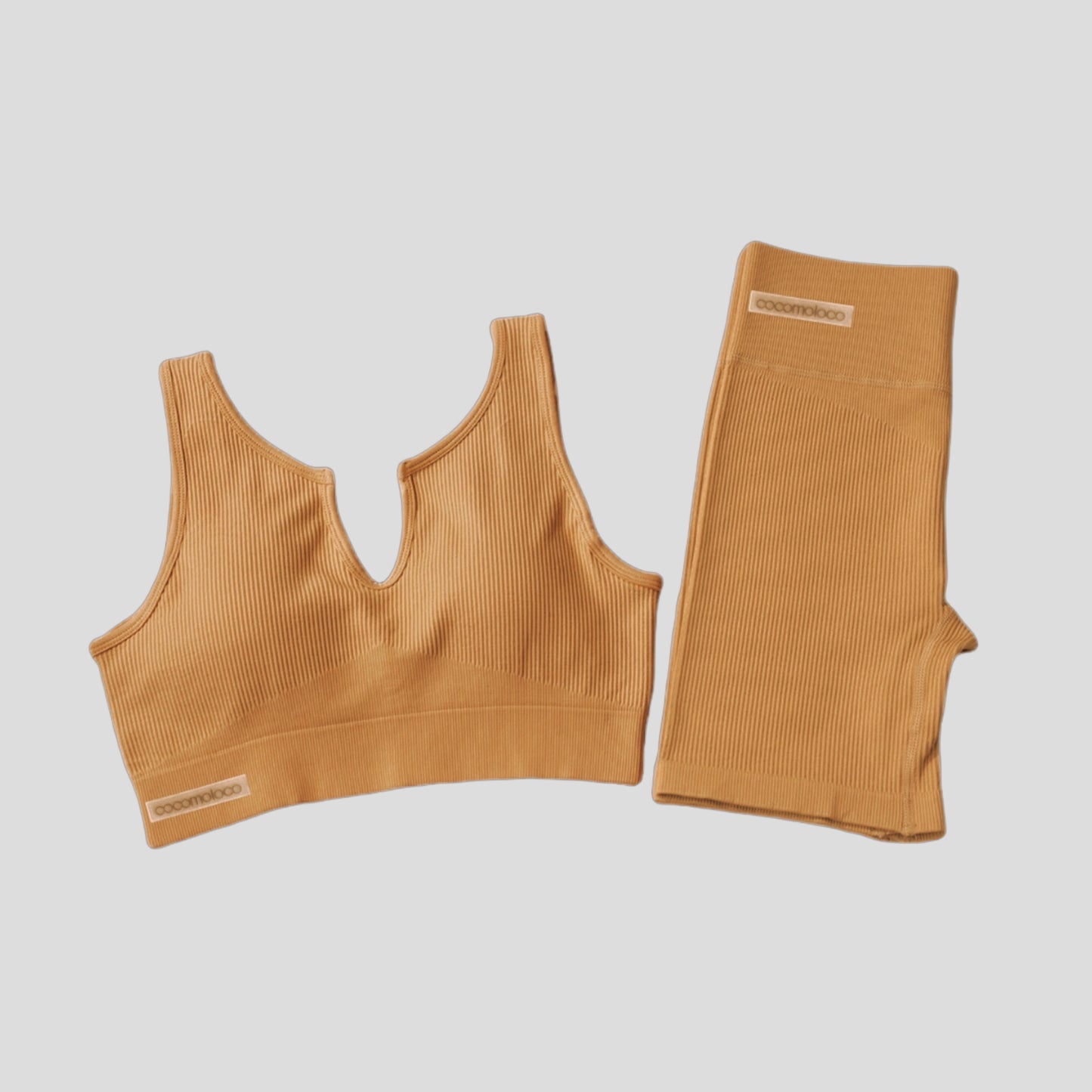 EBONY Orange Ribbed Activewear Set